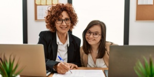 two female office workers
