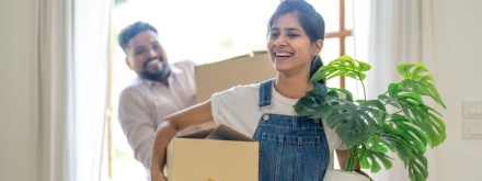 Indian couple moving house