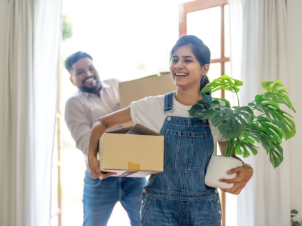 Indian couple moving house