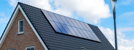 house roof with solar panels