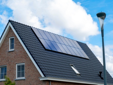 house roof with solar panels