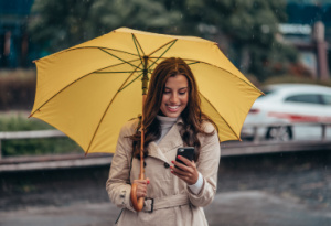 woman with yellow umbrella